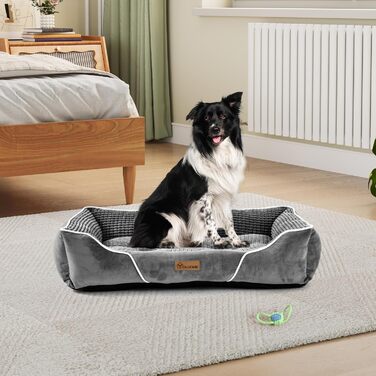 YITAHOME Dog Bed for Medium to Small Dogs, Dog Cushion, Dog Beds, 64x53cm, Non-Slip Base Dog Sofa, grey (76x61x23cm(L x W x H))