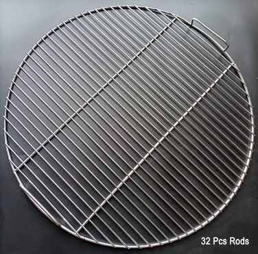 Нержавійна решітка для гриля 304, діаметр 54.5 см, для вугільних грилів 57 см (Weber), замінна решітка для кулькових грилів, з кліпсами для гриля