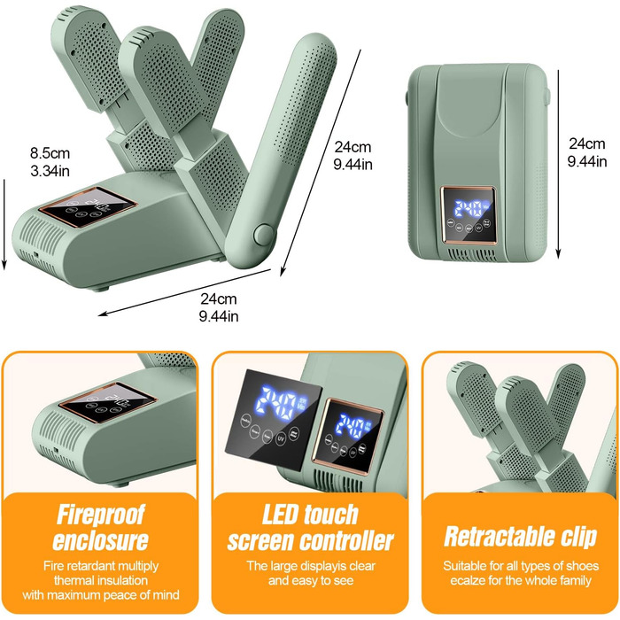 Електричний сушильник для взуття та рукавичок. Швидке сушіння взуття, черевиків, рукавичок. Колір: білий (зелений).