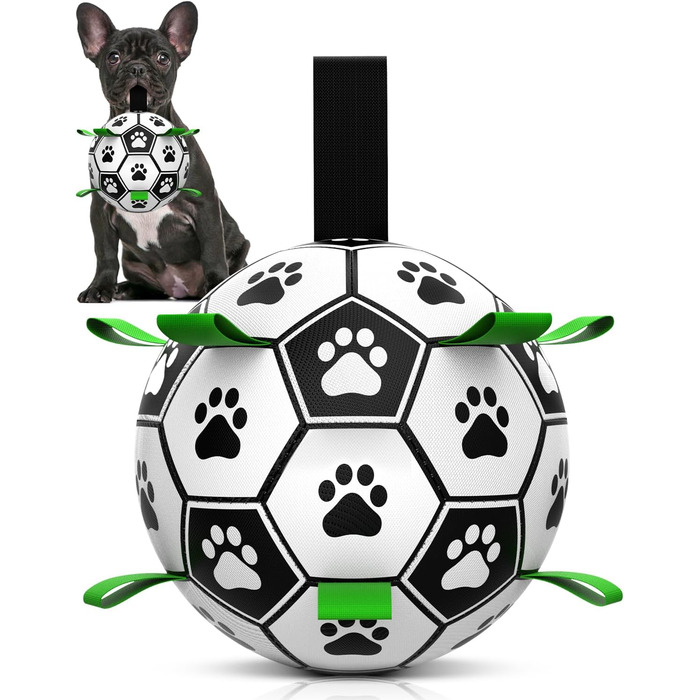 Interactive Dog Toy, Football with Gripping Flanges, Durable Dog Balls for Small and Medium Breeds, Water Toy, Suitable for Indoor and Outdoor Use