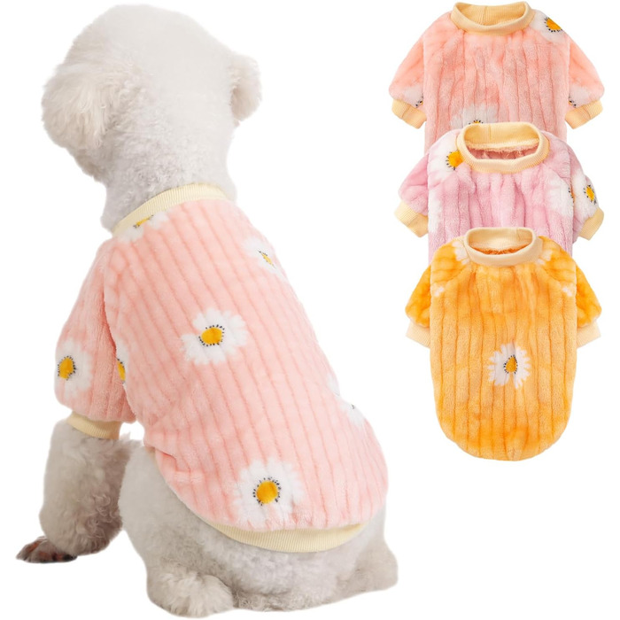 Dog Sweaters, 3-Pack, Dog Sweaters for Small Dogs, Dog Clothes for Small Dogs, Boys and Girls, Ultra-Soft and Warm Puppy Sweater Dog Coat for Winter Christmas (XXS, (XX-Small, Dy Pink+Dy Purple+Dy Yellow)