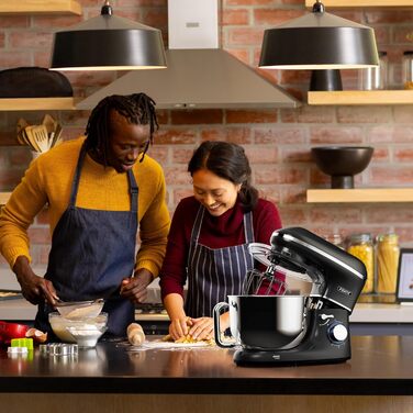 Fentic Stand Mixer - 2000W - Stainless Steel Mixing Bowl (6.2 L) - Stand Mixer with Dough Hook, Beater Hook, Whisk, and Splash Guard - Includes Additional Accessories - Black