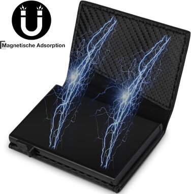 Чоловічий гаманець TEEHON з RFID захистом, з екошкіри, на 5 карт, з відділенням для грошей та відділенням для монет, чорний (Мінімалістичний)