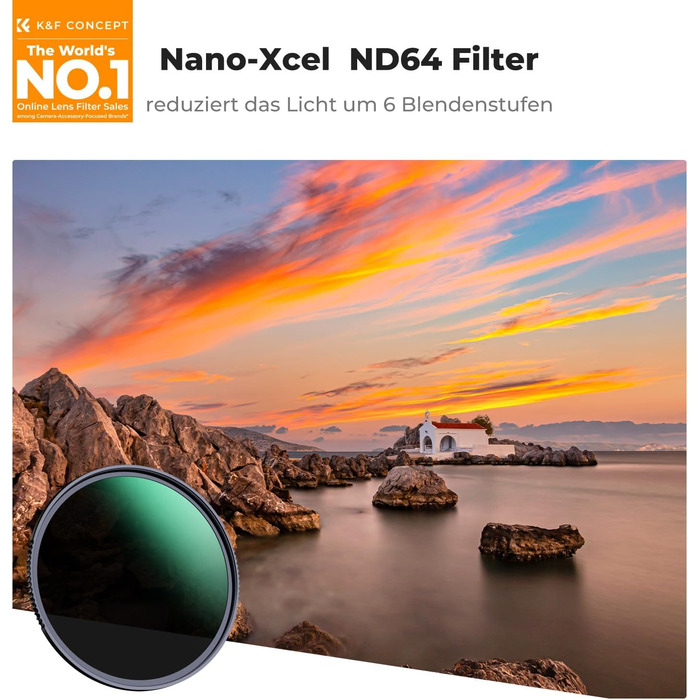 Графільтр K&F Concept Nano-X Serie Slim ND64 (49mm) - 6 ступенів затемнення