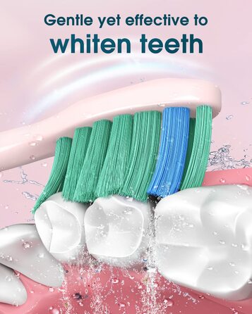 Електрична зубна щітка для дорослих з 6 насадками, акумуляторна звукова щітка, рожева (1 шт.) - тривала робота до 180 днів