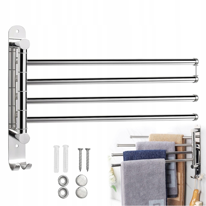 Поворотний вішак для рушників у ванну кімнату, настінний тримач-гачок