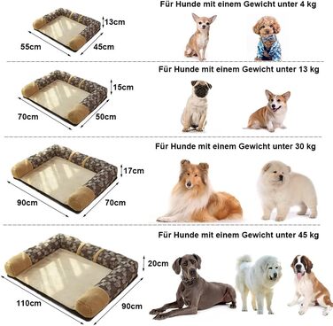 Софа для собак Nyescasa, ортопедична, нековзна, тепла, сіра, розмір S (55 x 45 x 13 см)