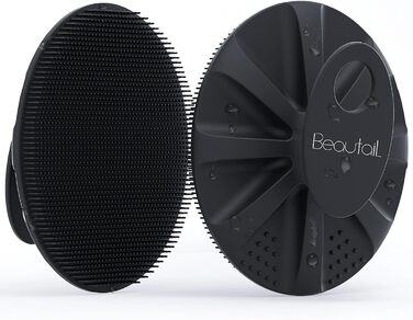 Силіконова щітка для тіла - скрабер для душу, м'які щетинки, для чутливої шкіри, чорний