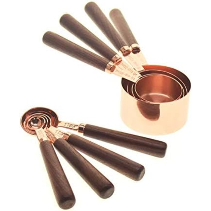 Dog measuring cups, set with, stainless steel, copper-coated, metal, measuring spoons, cooking set, kitchen accessories