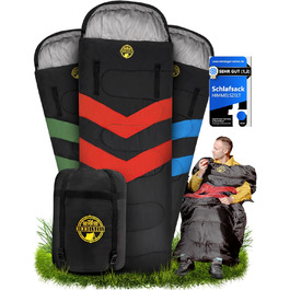 Спальний мішок HIMMELSZELT 4 сезони Outdoor -5°C до +10°C, 220x85 см, DRYSHIELD, для туризму, кемпінгу, риболовлі, чорно-зелений (чорно-червоний)