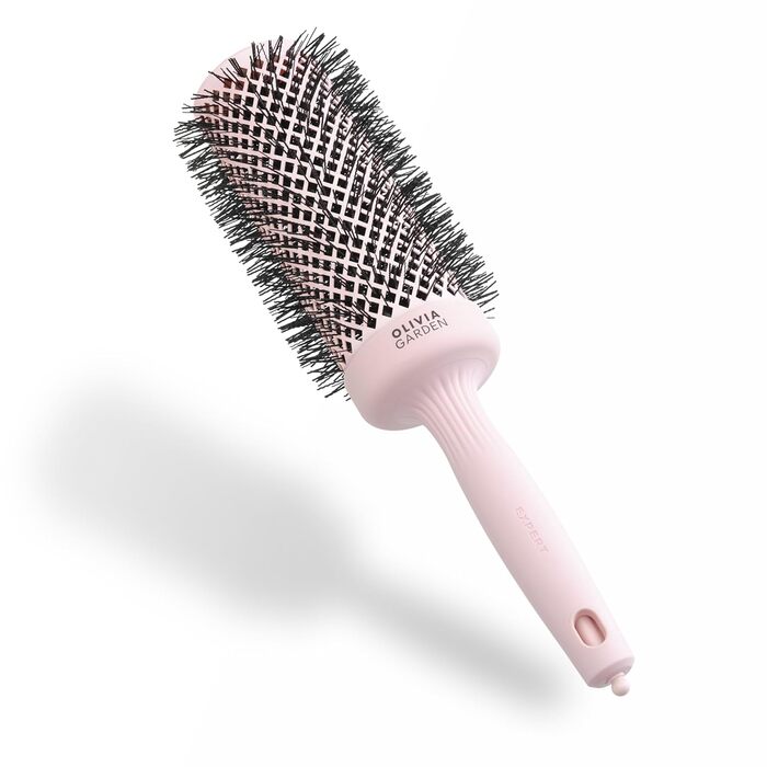Кругла щітка Olivia Garden Expert Blowout Speed з керамічним покриттям, для швидкої сушки волосся, білий та сірий (55, пастелевий рожевий)