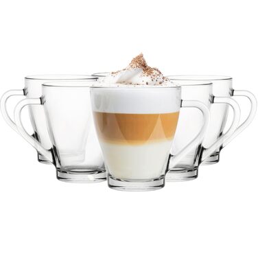 Набір кавових чашок KROSNO 1992 (6 шт, 200 мл) з ручкою - чайні, для кави та чаю, миючі в посудомийній машині