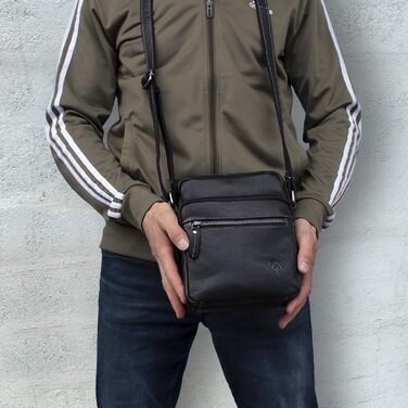 Чоловіча сумка через плече JOREY з натуральної шкіри, чорна. Ідеальна для бізнесу, роботи та подорожей. Чоловіча шкіряна сумка-мішок.