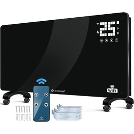 Електричний конвектор KESSER® з Wi-Fi, LCD-дисплеєм та пультом керування. Чорний, 2500 Вт. Можливість встановлення на стіну або на підлогу.