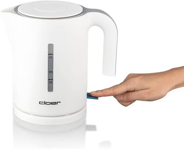 Електричний чайник Cloer 4111, 1.7 л, білий, 2200 Вт, з індикатором рівня води, захист від сухого кипіння та перегріву