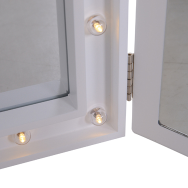 HOMCOM Vanity Mirror with 16 LED Lights - Freestanding, 180° Swivel, Battery-Powered, White, 3 Mirror Panels, 28.7 x 20.7 x 1.8 inches