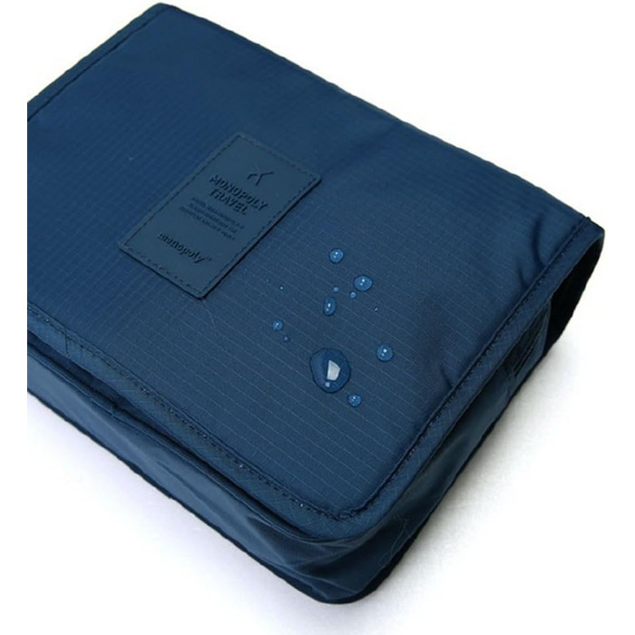 Сумка для туалетних аксесуарів на гачку | Складна дорожня сумка для туалетних речей з ручкою | Багатофункціональна косметичка, компактна сумка для туалетних аксесуарів, валізка для миття для чоловіків та жінок, темно-синій