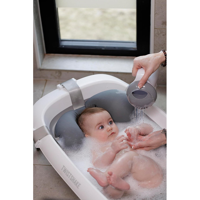 Twistshake Non-Slip Baby Bathtub Cushion for Newborns | Soft and Foldable Shower Cushions for Toddlers | Floating Air Cushion for Baby Bathing | 0 Months+ | Pastel Grey