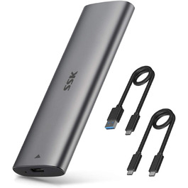 Зовнішній корпус для SSD SSK M.2 NVMe та SATA, адаптер USB 3.2 Gen 2 10Gbps, сірий