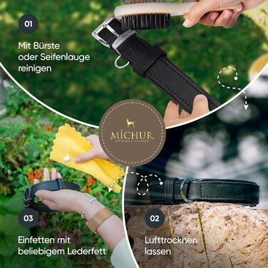 Мінімалістичний шкіряний нашийник для собак Michur Minimo, чорний, різні розміри (36-45 см)