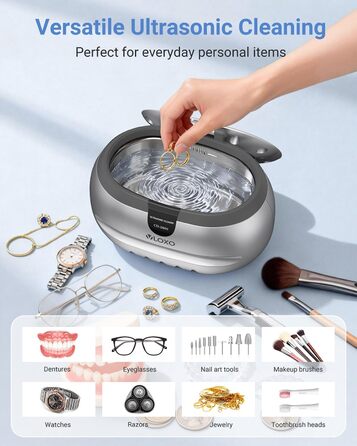 Ультразвукова мийка VLOXO 600мл, 42 кГц – для ювелірних виробів, інструментів, протезів, годинників, нержавіюча сталь, 50W