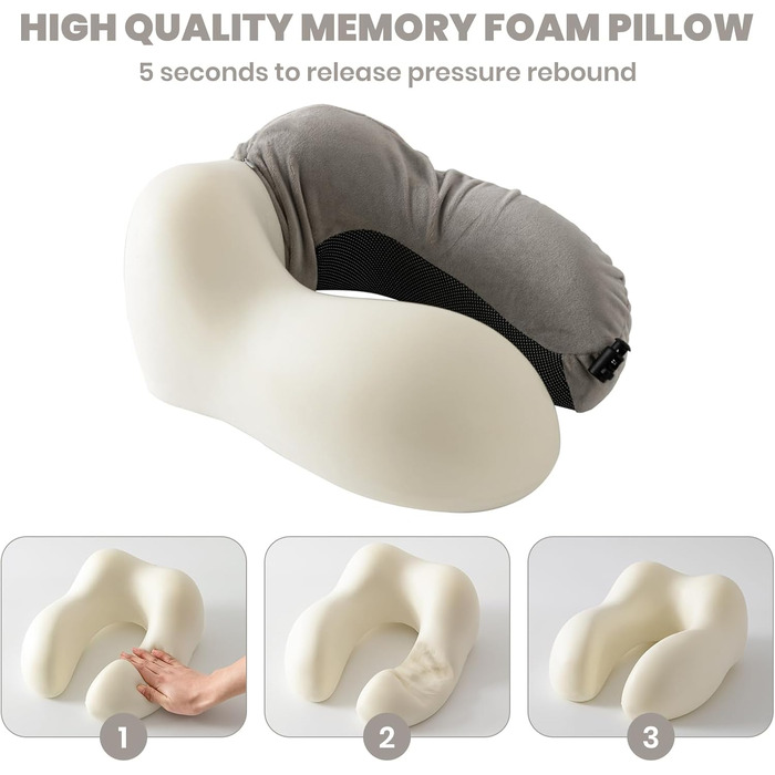 Подушка для шиї Good Nite для подорожей (літак, авто) - ергономічна, м'яка, сіра, для дорослих