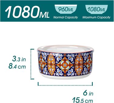 Набір супових та салатних тарілок Vancasso (4 шт.) з кришкою, кераміка, 1080 мл