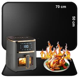 Термостійкий килимок під фритюрницю та кавомашину, 70x50 см, силікон, чорний