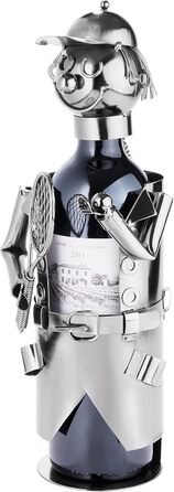 BRUBAKER Wine Bottle Holder Tennis Player Metal Sculpture with Gift Card