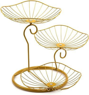 Етажерка для фруктів Evomosa з 3 ярусами: стильна та містка підставка для фруктів, снеків, золотава