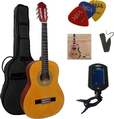 Класична концертна гітара в комплекті: натуральне дерево, дека з липи, чохол, струни, 3 медіатори, тюнер ET33B, C2