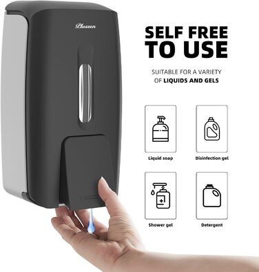Настінний диспенсер для рідкого мила (9088) - чорний