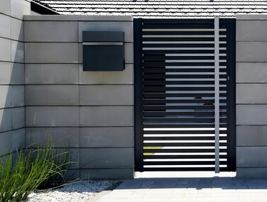 Поштова скринька настінна Anthrazit RAL 7016, велика (XXL) з можливістю гравіювання адреси та відділенням для газет