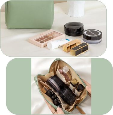 Набір косметичних сумок з нейлону (2 шт.) - водонепроникні, з відділеннями, для подорожей та дому (зелені)
