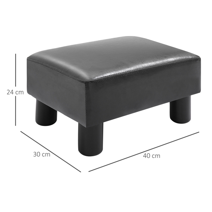 HOMCOM Chesterfield Ottoman Footstool Bench from Faux Leather Black 40x30x24cm Stylish & Comfortable for Living Room & Hallway