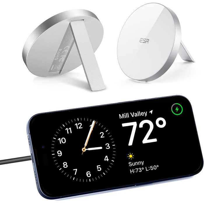 Бездротовий зарядний пристрій ESR MagSafe з підставкою для iPhone 17/16/16 Pro/16 Pro Max/15/14/13, AirPods 4/3/2 Pro, з кабелем 1.5м, білий (без адаптера живлення)