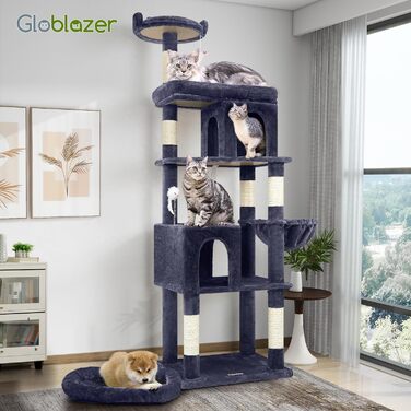 Драбина-будинок для котів Globlazer XXL, 183 см, сірий, для великих порід (Maine Coon, British Shorthair)