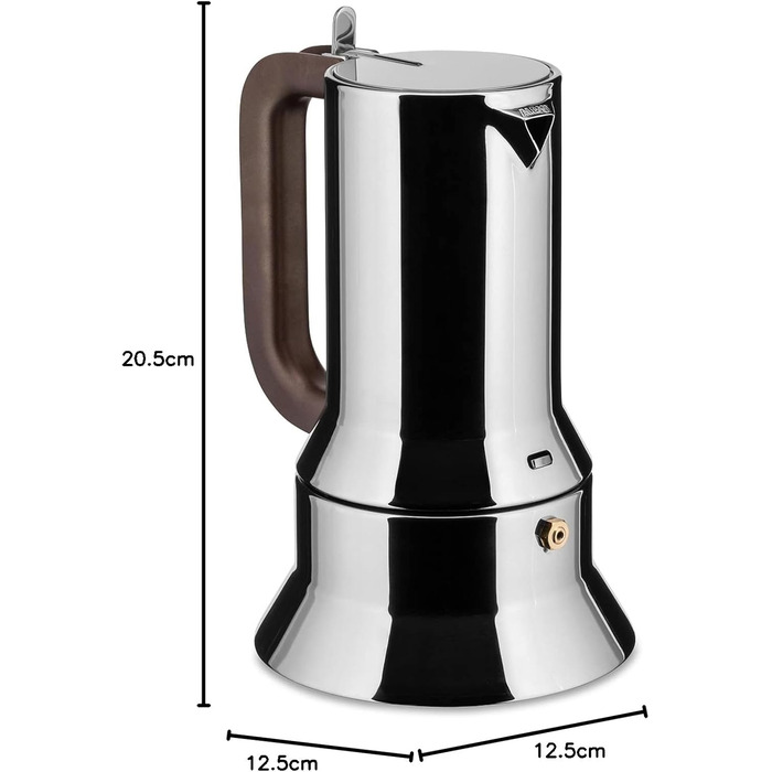 Alessi 9090/6 Espresso Machine, 6 Cups, for Induction, Stainless Steel, Silver, 15.5 x 13.5 x 27 cm, 15.5 x 13.5 x 27 cm, Single