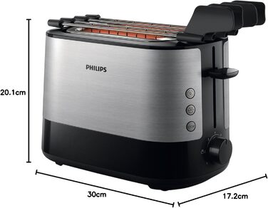 Philips HD2639/90 – Toaster (730 W, extra wide slot, sandwich accessory), Black and Silver