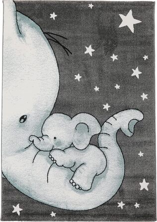 Дитячий килим круглий Elefant Design, короткий ворс, блакитно-сірий 120 см для хлопчиків та дівчаток. Антиалергенний, м'який килим в дитячу кімнату