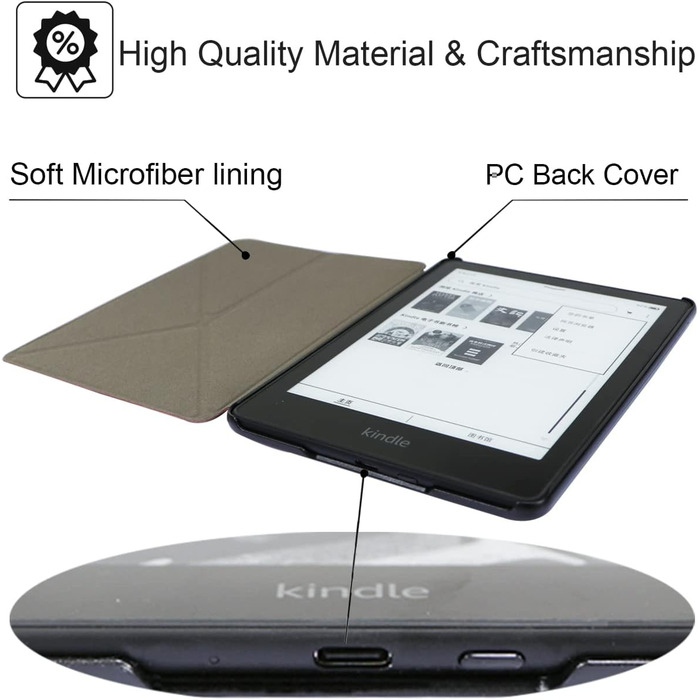 Чохол для Kindle Paperwhite 11 (2021) та Kindle Paperwhite Signature Edition, PU-шкіра, вертикальний/горизонтальний перегляд, блакитно-зелений