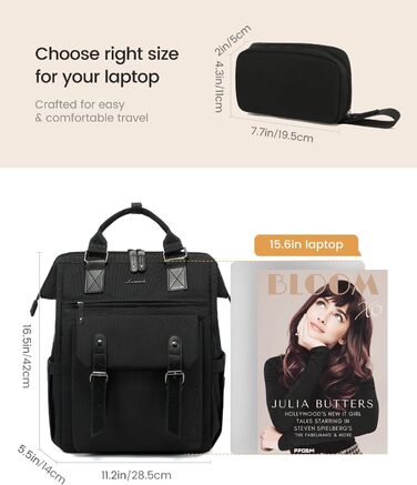 Рюкзак LOVEVOOK для дівчат та хлопців, чорний, водонепроникний, 15.6