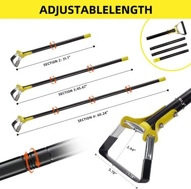 MELVTATA Garden Hoe, Hoe, Gardening Tool, 152cm Stirrup Hoe for Planting Vegetables, Farm Use, Stainless Steel, Hula Hoe – Stirrup Hoe with Adjustable Hoe for Weeding/Loosening Soil