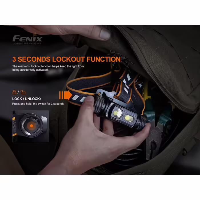 Налобний ліхтар FENIX HM70R на акумуляторі 21700, нейтральний білий та червоний світлодіоди, акумуляторний
