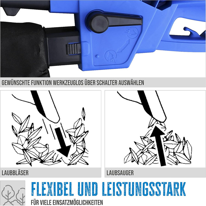 Güde 94381 Leaf Blower GLS 3000 Vario (230 V, 3000 W, variable speed setting, suction, blowing, and shredding function)