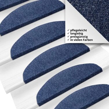 Сходинкові килимки Casa Pura Textilfaser - 15 шт. Самоклеючі, для внутрішнього використання, Leipzig, напівкруглі