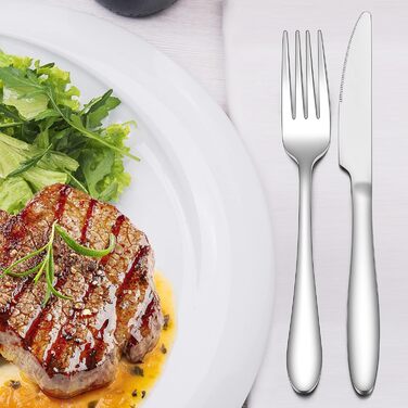 Herogo Cutlery Set, 60-Piece Stainless Steel Cutlery Set for 12 People, Silver Flatware with Fork, Spoon, and Knife Set, Modern Tableware, Dishwasher-Safe & Rust-Proof