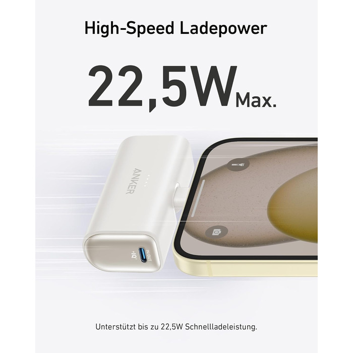 Powerbank Anker Nano 5000mAh 22.5W з USB-C, сумісний з iPhone, Galaxy, Huawei, iPad, AirPods (Білий)