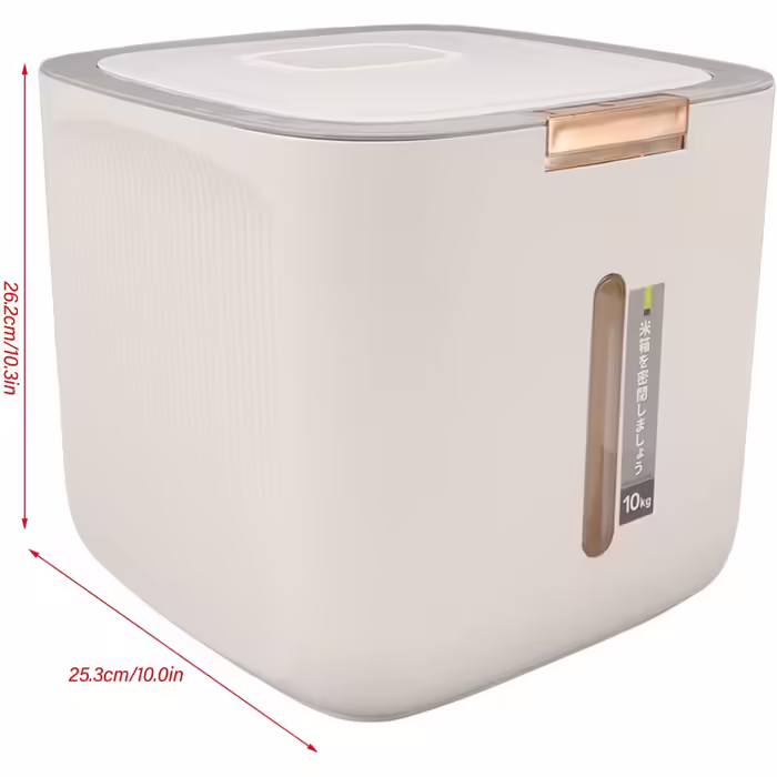 Food Storage Container, Sealed Multi-Purpose Cereal Container, Space-Saving, 22.0 Lb Capacity, with Measuring Cup Lid for Red Beans for Rice for Flour for Home for Millet (Light Grey)