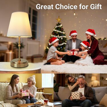 Торшер на тумбочку з сенсорним керуванням, регульована яскравість, 31.5 см, ретро стиль, латунь. Ідеально для вітальні, спальні, як подарунок на Новий Рік.